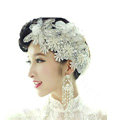Luxury Crystal Pearl Lace Flower Hairwear Wedding Bride Headband Bridal Hair Accessories