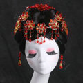Luxury Flower Rhinestone Tassel Bridal Headband Cheongsam Classic Wedding Bride Hair Accessories