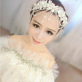 Luxury Pearl Crystal Bead Lace Flower Tassel Hairwear Wedding Bride Headband Bridal Hair Accessories