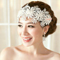Luxury Pearl Crystal Lace Flower Hairwear Wedding Bride Headband Bridal Hair Accessories