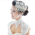 Luxury Pearl Crystal Lace Flower Tassel Hairwear Wedding Bride Headband Bridal Hair Accessories