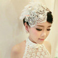 Luxury Rhinestone Lace Flower Tassel Hairwear Hats Wedding Bride Headband Bridal Hair Accessories