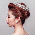 Luxury Round Pearl Crystal Large Crown Bridal Hairwear Wedding Dress Bride Headband Hair Accessories