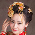 Luxury Simple Bride Classic Costume Tassel Flower Hair Clasp Cheongsam Married Bridal Hair Accessories