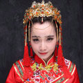 New Luxury Costume Bride Chinese style Gold Tassel Wedding jewelry Bridal Cheongsam Hair Accessories