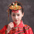 Simple Bride Chinese style Costume Tassel Phoenix Coronet Cheongsam Wedding jewelry Bridal Hair Accessories