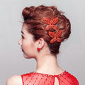 Unique Butterfly Red Crystal Bridal Hair Combs Vintage Wedding Dress Bride Headband Hair Accessories
