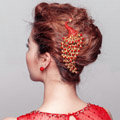 Unique Peacock Red Crystal Bridal Hair Combs Vintage Wedding Dress Bride Headband Hair Accessories