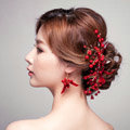 Unique Red Rhinestone Beads Bridal Hair Combs Vintage Wedding Dress Bride Headband Hair Accessories