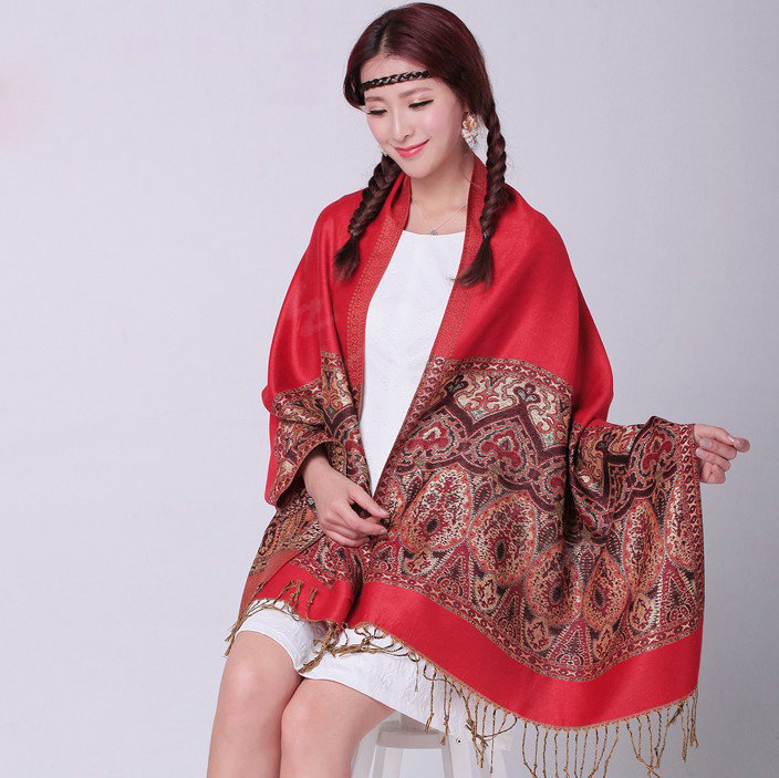 Buy Wholesale New Extra large Jacquard Tassels Cape Floral Print ...