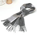 Classic Plaid Long Wool Scarf Man Winter Thicken Business Casual Cashmere Tassels Muffler - Gray