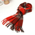 Classic Plaid Long Wool Scarf Man Winter Thicken Business Casual Cashmere Tassels Muffler - Red