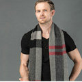 Fashion England Lattice Long Wool Scarf Man Winter Thicken Cashmere Tassels Muffler - Black+Gray