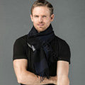 Fashion England Lattice Long Wool Scarf Man Winter Thicken Cashmere Tassels Muffler - Black+Navy