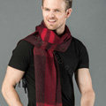 Fashion England Lattice Long Wool Scarf Man Winter Thicken Cashmere Tassels Muffler - Purple+Red
