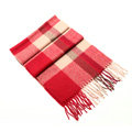 Fashion England Lattice Long Wool Scarf Man Winter Thicken Cashmere Tassels Muffler - Red+Beige