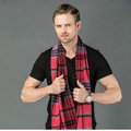 Fashion England Lattice Long Wool Scarf Man Winter Thicken Cashmere Tassels Muffler - Rose+Purple