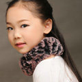 Fashion Kids Knitted Rex Rabbit Fur Scarf Children Winter Thicken Baby Neck Wrap Fur Collar - Pink+Black