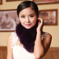 Luxury Classic Short Fox Fur Scarf Women Winter Warm Neck Wrap Fox Fur Collar - Dark Purple