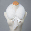 Luxury Short Fox Fur Scarf Women Winter Warm Neck Wrap Fox Fur Collar Ribbon - White