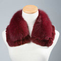 Luxury Short Fox Fur Scarf Women Winter Warm Neck Wrap Rex Rabbit Fur Collar - Red jujube