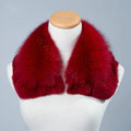 Luxury Short Fox Fur Scarf Women Winter Warm Neck Wrap Rex Rabbit Fur Collar - Red