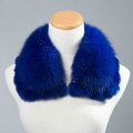 Luxury Short Fox Fur Scarf Women Winter Warm Neck Wrap Rex Rabbit Fur Collar - Sapphire blue
