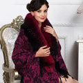 Top Grade Jacquard Weave Wool Shawls Whole Fox Fur Scarf Women Pashmina Thicken Tassels Cape - Rose