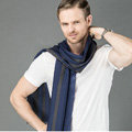 Top Grade Long Britain Lattice Wool Scarf Man Winter Thicken Cashmere Muffler - Blue+Gray