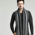 Top Grade Long Britain Stripe Wool Scarf Man Winter Thicken Cashmere Knitting Muffler - Dark Gray