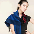 Top Grade Long Lattice Wool Scarf Women Winter Thicken Cashmere Tassels Shawls - Blue