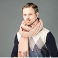 Top Grade Long Solid Color Wool Scarf Man Winter Thicken Cashmere Large Tassels Muffler - Camel
