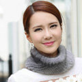 Top Grade Mink Fur Scarf Women Winter Warm Neck Wrap Knitted Fur Collar - Gray
