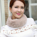 Top Grade Mink Fur Scarf Women Winter Warm Neck Wrap Knitted Fur Collar - Pink