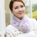 Top Grade Whole Rabbit Fur Scarf Women Winter Warm Neck Wrap Knitted Fur Ball Collar - Purple