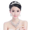 Beautiful Wedding Jewelry Sets for Bridal Crystal Flowers Tiara & Earrings & Rhinestone Necklace