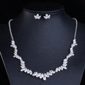 Classic Banquet Wedding Jewelry Sets Crown Diamond Earrings & Bridal Zircon Statement Necklace