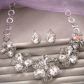 Classic Wedding Bridal Jewelry Elegant Hollow Flower Crystal Rhinestone Necklace Earrings Sets
