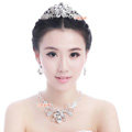 Classic Wedding Jewelry Set for Bridal Crystal Flowers Tiara & Earrings & Diamond Necklace Sets