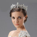 Elegant Wedding Jewelry Crystal Large Ring Flower Tiaras Bridal Rhinestone Crown Hair Accessories