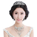 Elegant Wedding Jewelry Sets for Bridal Crystal Tiara & Earrings & Rhinestone Tassel Necklace