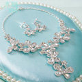 Fashion High Quality Wedding Jewelry Sets Butterfly Crystal Earrings & Bridal Pendant Necklace