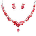 High Quality Fashion Wedding Banquet Jewelry Sets Red Crystal Stud Earrings & Bridal Necklace
