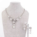 High Quality Fashion Wedding Jewelry Sets Flower Bling Crystal Earrings & Bridal Pendant Necklace