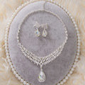 High Quality Fashion Wedding Jewelry Sets Water-drops Bling Crystal Earrings & Bridal Necklace