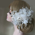 High Quality Tassel Crystal Bridal Hairwear Lace Flower Hair Headband Wedding Hair Accessories
