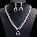 Luxury Banquet Wedding Jewelry Sets Diamond Stud Earrings & Bridal Zircon Statement Necklace