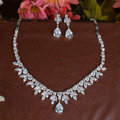 Luxury Banquet Wedding Jewelry Sets Flower Diamond Earrings & Bridal AAA+ Zircon Statement Necklace