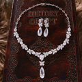 Luxury Banquet Wedding Jewelry Sets Water-drops Butterfly Earrings & Bridal AAA+ Zircon Statement Necklace