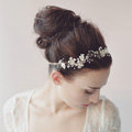 Luxury Beaded Gold Blossom Hair Vine Crystal Flower Hairwear Bridal Wedding Hair Band Accessories